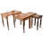 Mid 20th Century Hand-carved Floral-patterned & Inlaid Nesting Tables- Set Of 4