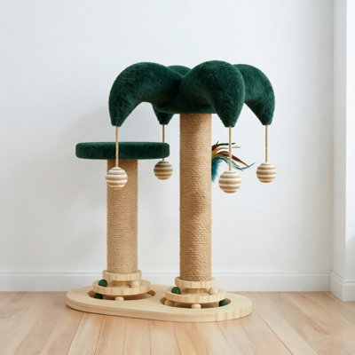 Grattoir pour chat 17,72 po avec 2 poteaux et boules suspendues