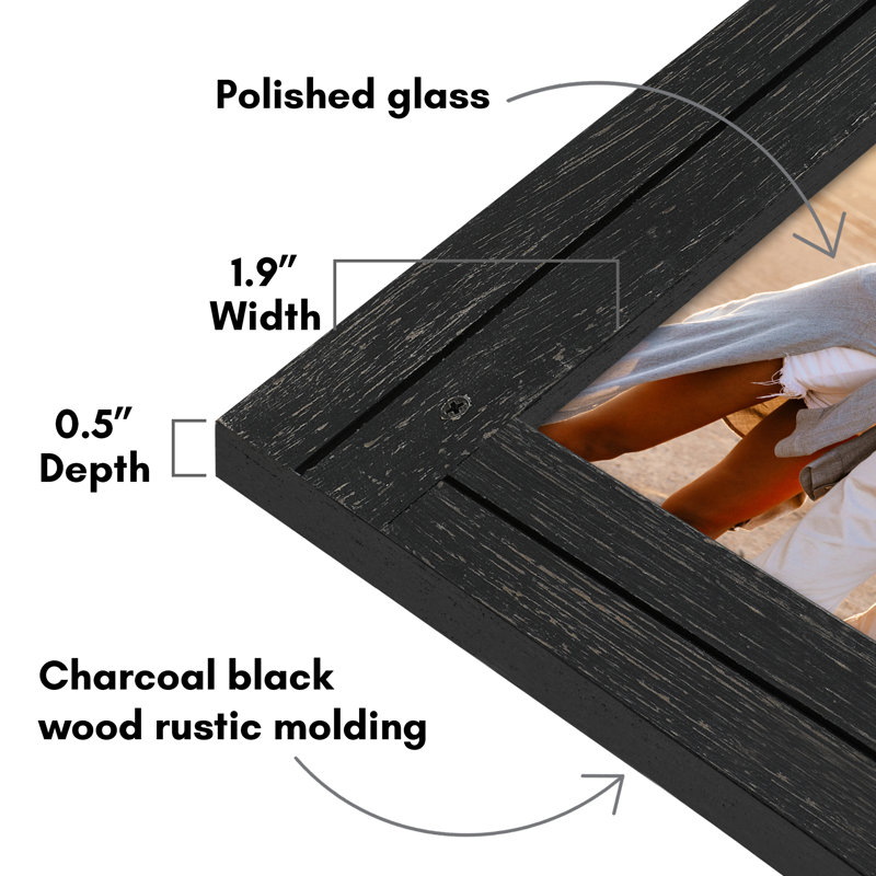 Charcoal Black 5x7 Distressed Wood Picture Frame