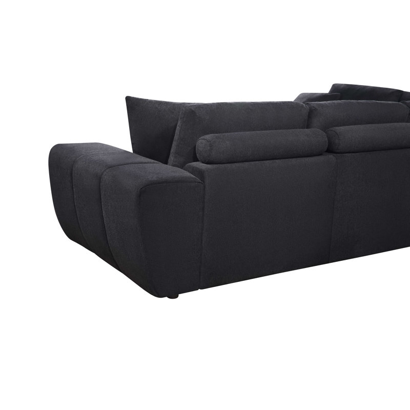 Canapé modulaire Anna noir, Tissu noir