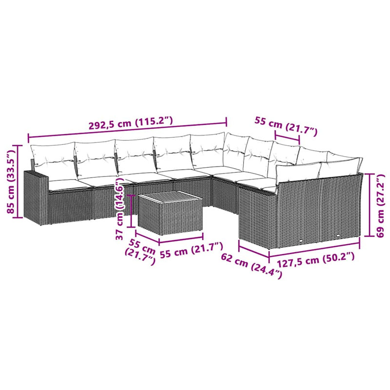 Vidaxl Garden Sofa Set Black, Cream White
