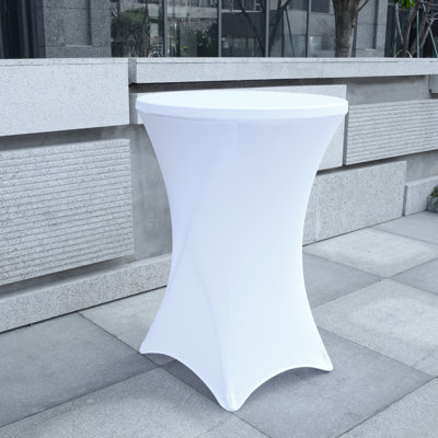 32 Inch Outdoor Banquet Party Events Plastic Bar Height Round Folding Cocktail Table With Tablecloth