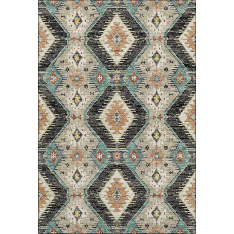Tapis marocain de qualité supérieure lavable à la machine Mayfield AMF2210, Noir, 3 pi x 5 pi