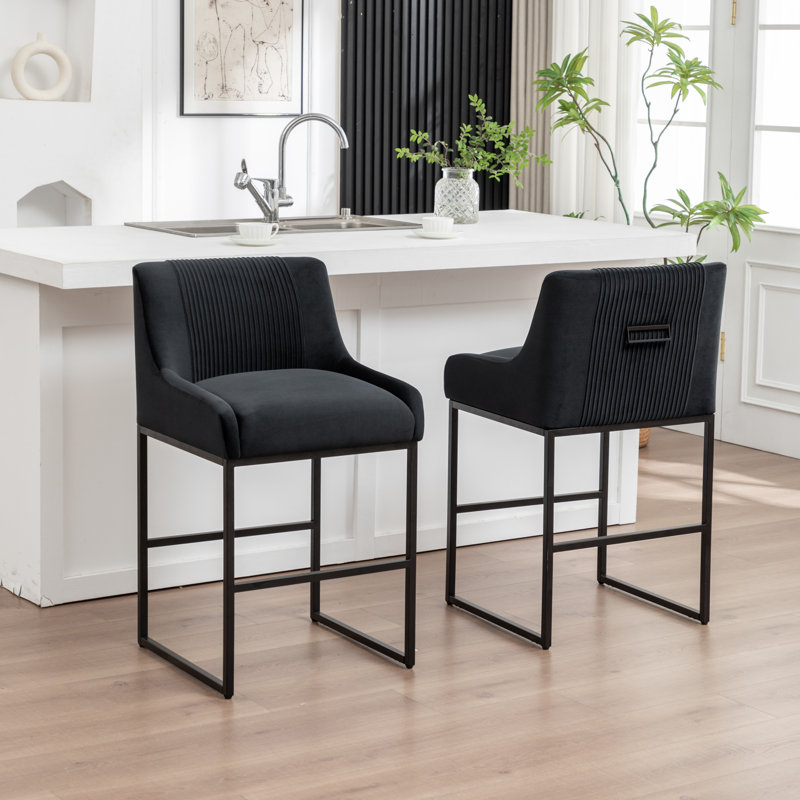 Charney Upholstered Counter Stool, Black