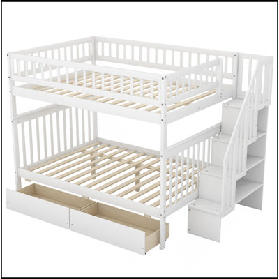 Full Over Full Bunk Bed With Two Drawers And Storage