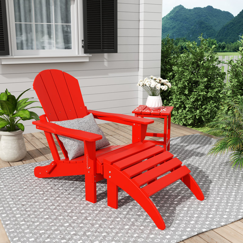 Chaise de patio avec repose-pieds Laguna, Rouge