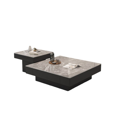 Light luxury square stone slab coffee table