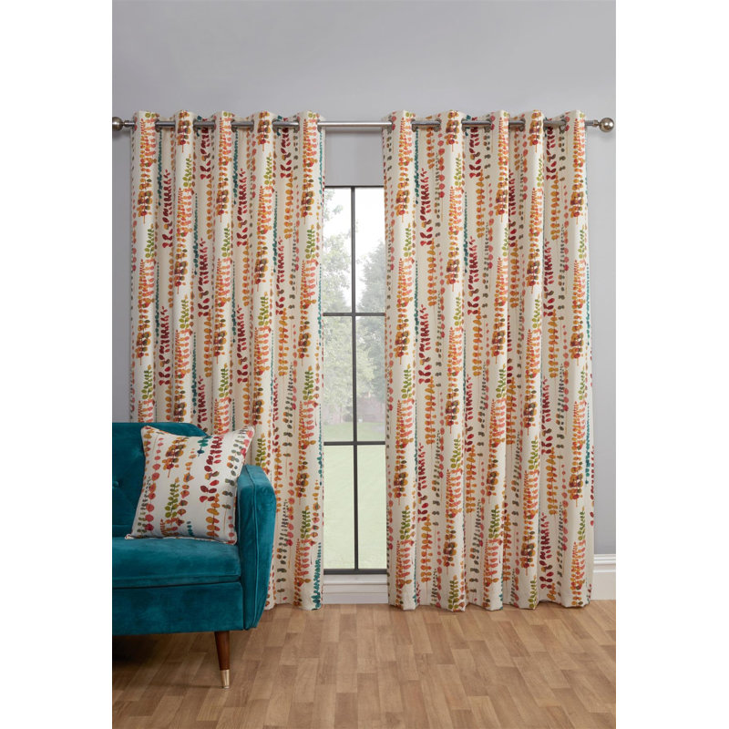 Ceara Semi Sheer Curtain Pair, Orange, 168 W x 137 D cm