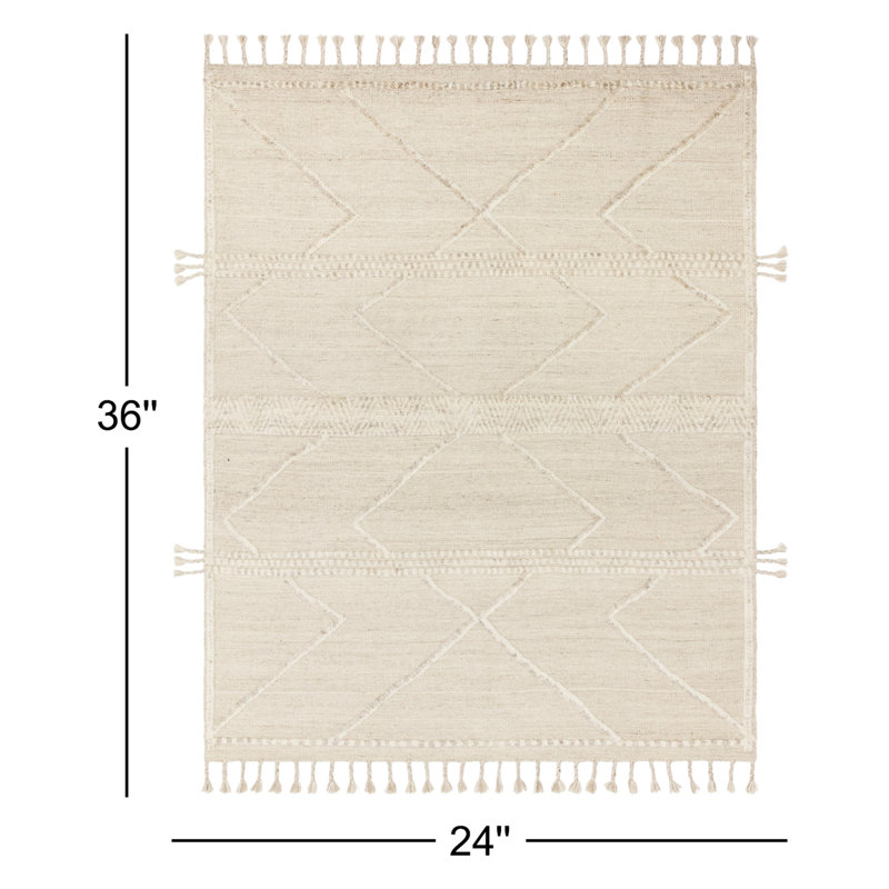 Hanna Hand Knotted Geometric Indoor Rug, Rectangle 2' x 3'