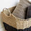 Seagrass Handmade Two Toned Decorative and Functional Storage Basket with Metal Handles