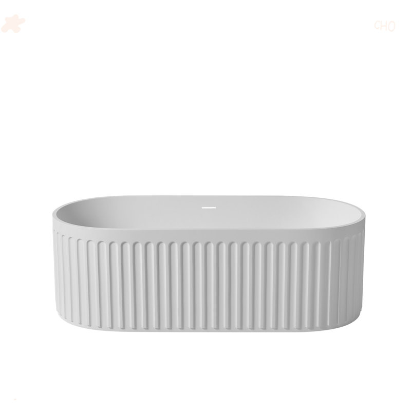 Baignoire autoportante de 67 po à surface solide, baignoire autoportante en résine d'ingénierie de luxe avec trop-plein et bonde escamotable certifiée Cupc