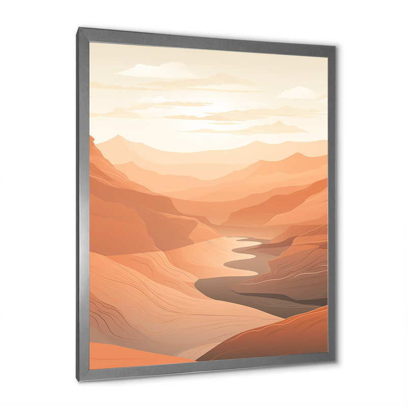 Canyon Canyon Scenery Minimalisme III - Canyon, impression sur toile, Cadre simple argenté, H 32 po x l 24 po x P 1 po