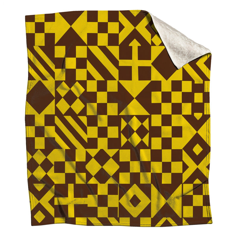 Couvertures à motif géométrique brun et jaune, 50in W x 60in H