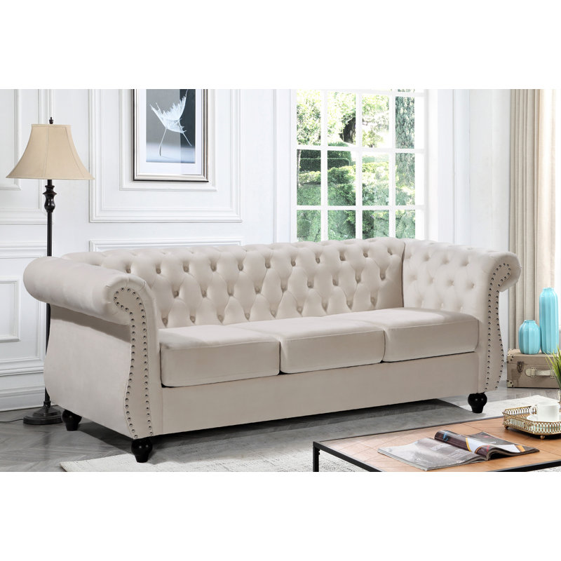 Felder 82.6'' Velvet Sofa, Ivory