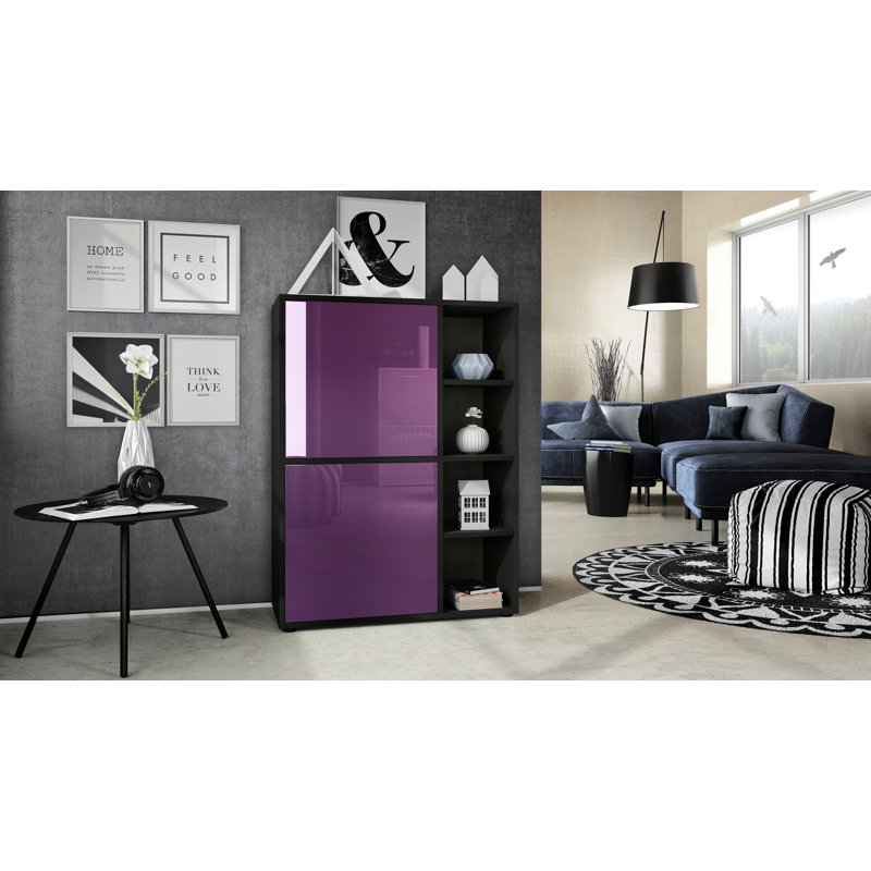 Mccafferty 79cm Sideboard, Black Matt/Blackberry High Gloss