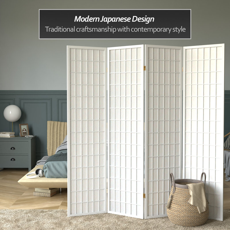 Paravent Shoji pliable Alex 70'' H, Blanc, 4
