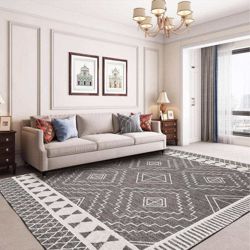 Tapis géométrique imitation cachemire, Rectangle de 5 pi x 8 pi