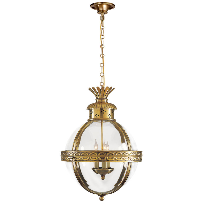 Chapman & Myers Crown Top Banded Globe Lantern, Antique-Burnished Brass