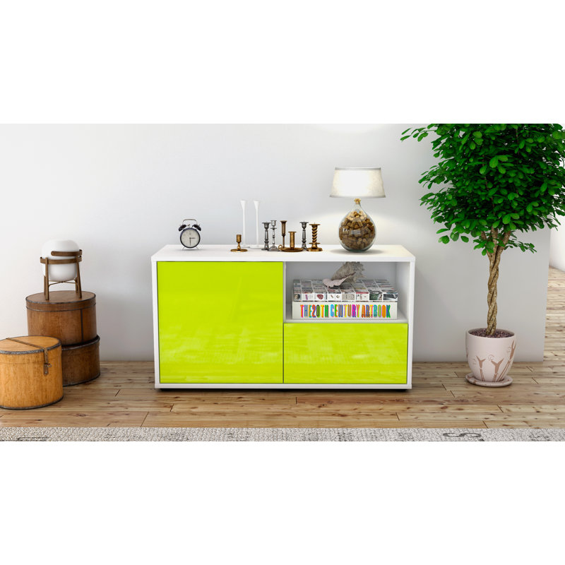 Sincere 92cm W 1 - Drawer Chest of Drawers, High-gloss Green / Matte White