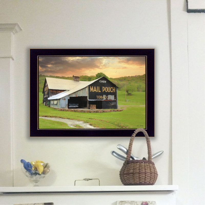 «Mail Pouch Barn» par Lori Deiter, art mural imprimé, affiche prête à accrocher, cadre noir