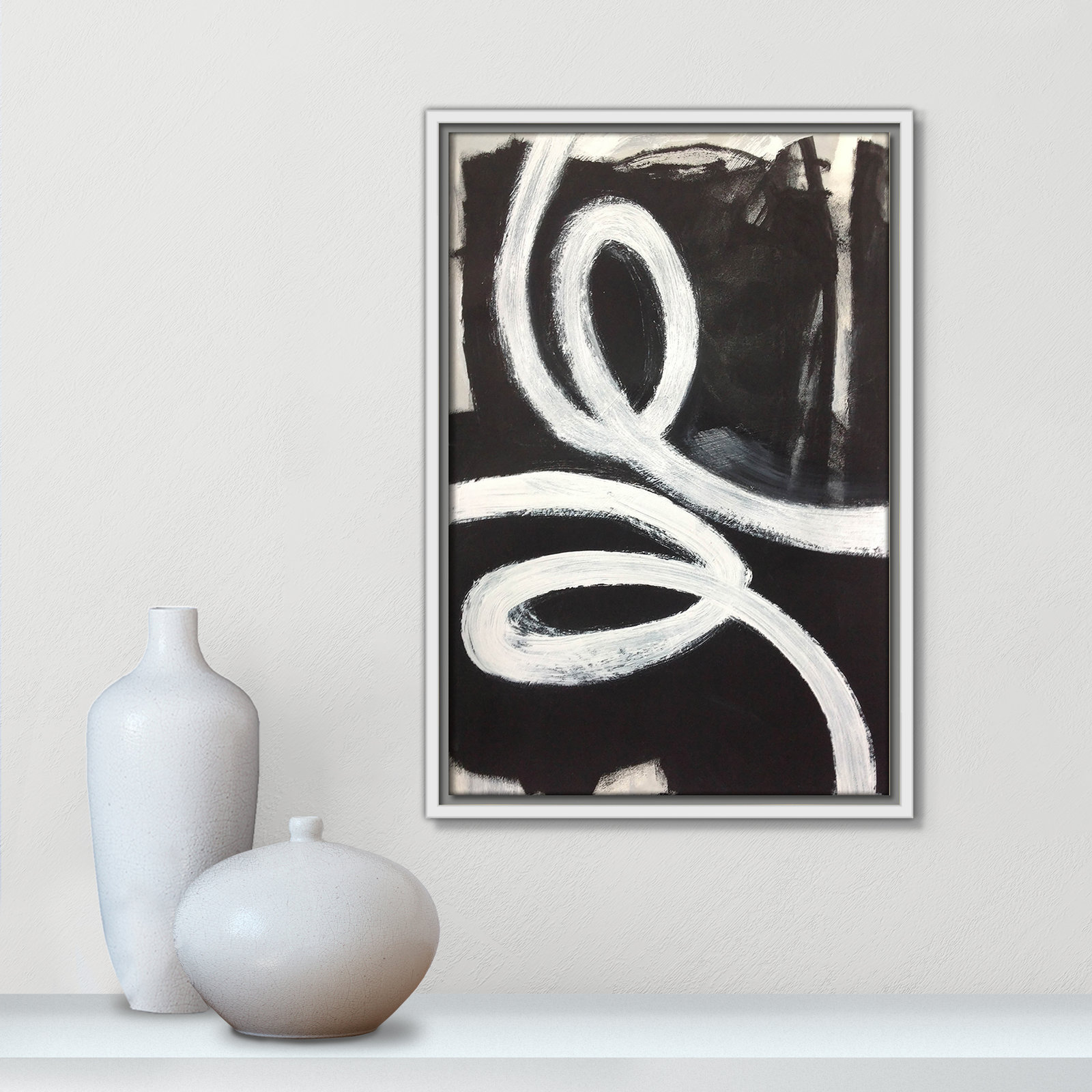 Bronte "Swirly Swirls I" Print, 19.5" H x 13.5" W x 2" D, White Floater Framed, No