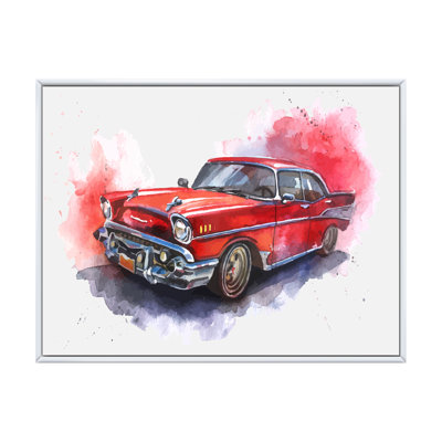 " Old-Fashioned Red Car " Painting Print
