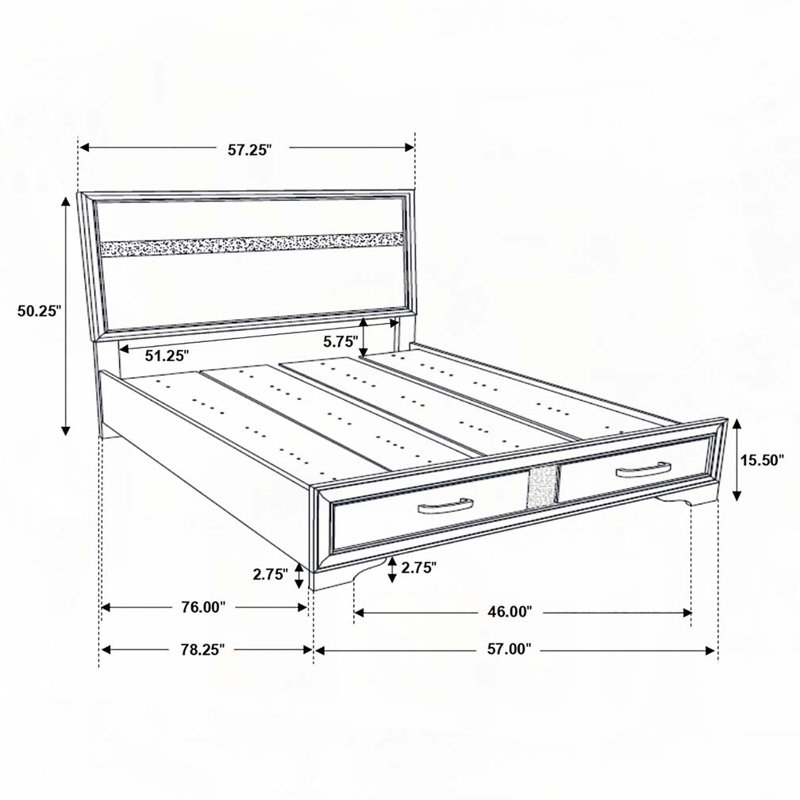 Storage Panel Bed with 2 Drawer, Full, Black