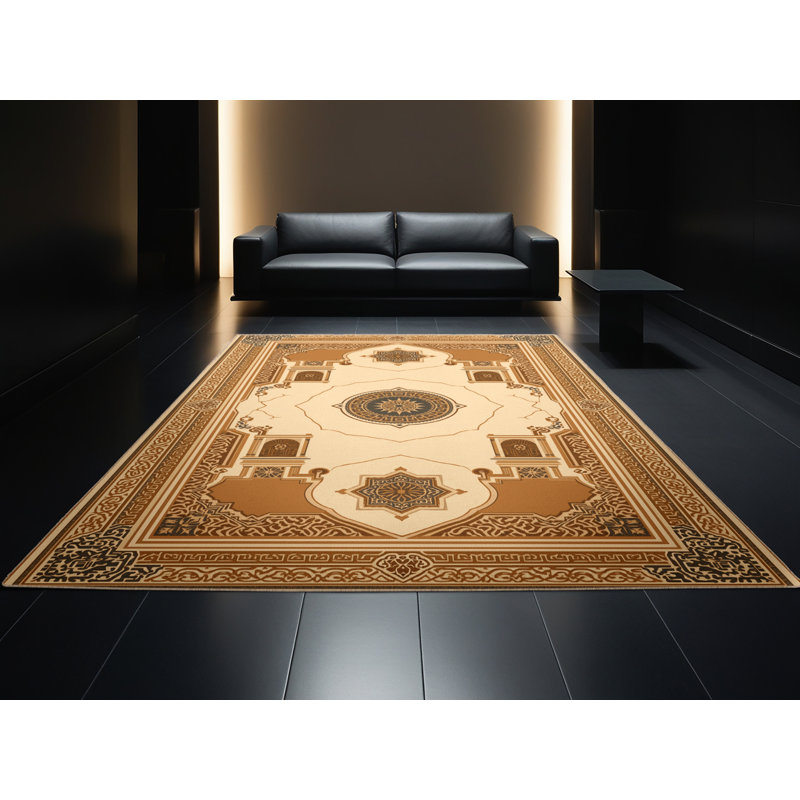 Tapis oriental beige / beige lavable à la machine Pauleta, 6 X 9