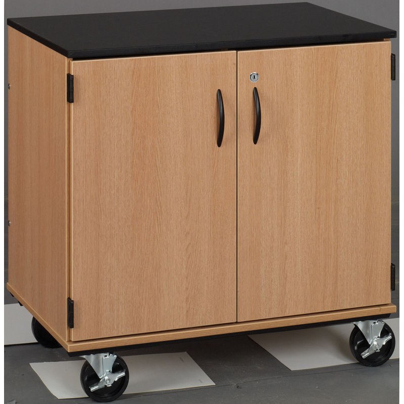 Armoire de salle de classe à 4 compartiments avec roulettes Science, Cerise / étoile ébène