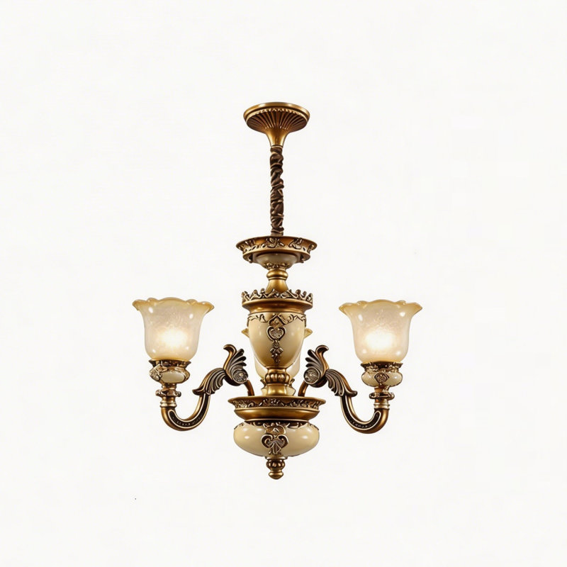 European Retro Style Chandelier Light, 20.8'' H X 23.6'' W X 23.6'' D, 3 Lights