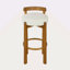 Tabouret de bar d'intérieur à dossier bas en bois, finition noyer et revêtement, ensemble de 2-118100637
