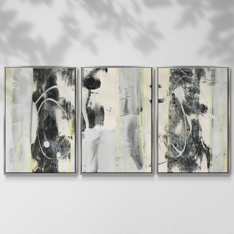 «Debout grand I», reproduction sur toile 3 pièces, H 36 po x l 75 po, Encadrement argenté