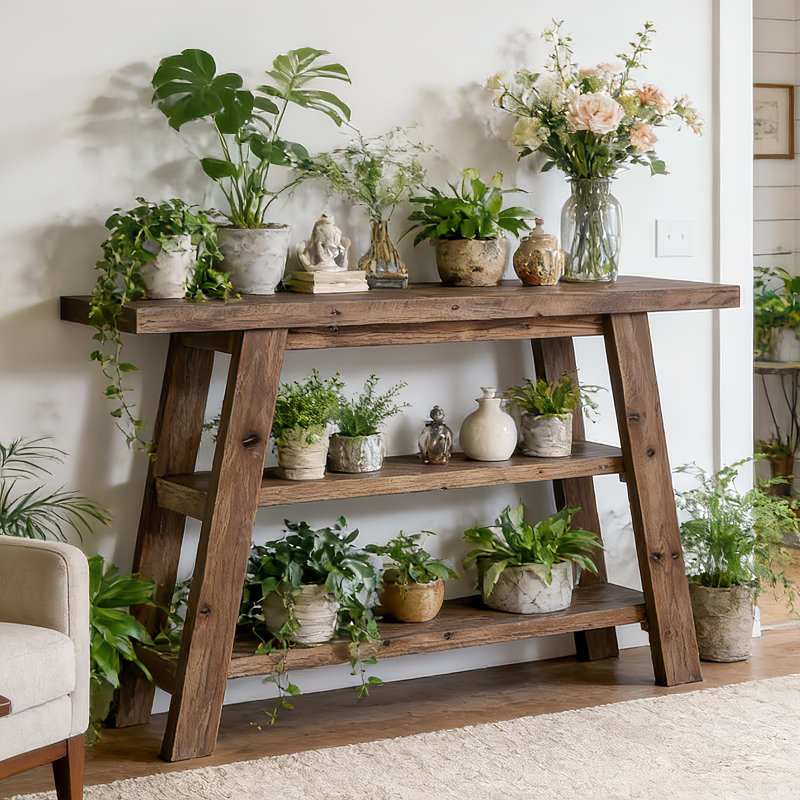 47.24cm Solid Wood Console Table, Dark Brown