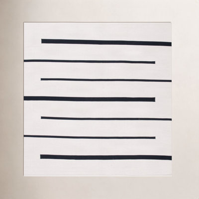 Mana Ivory Black Hand-Woven Striped Cotton Rug