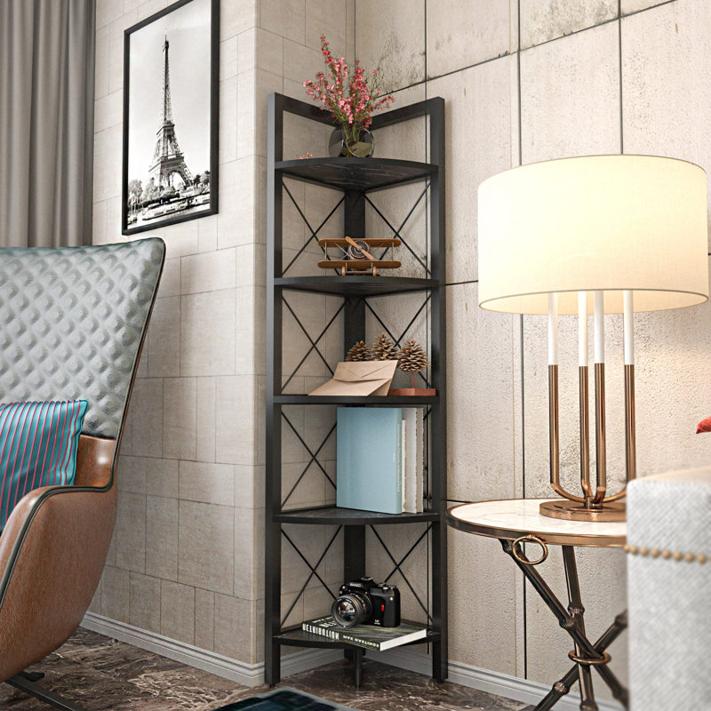Modern Black Bookshelf, 63.0 x 13.0 x 63.0 inches | 100% Melamine Coated Particle Board, Thickness: 0.7 inches | Stylish Industrial Design, Perfect for Home or Office, Durable and Elegant Storage Solution