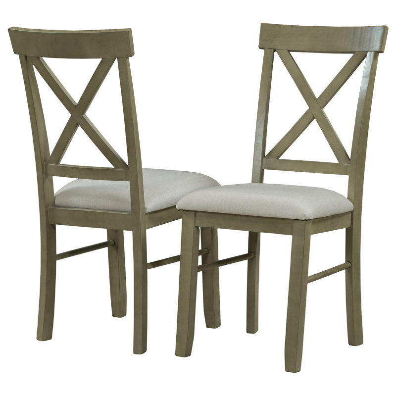 Chaises de salle à manger à dossier en X 2 pièces Farmhouse, Vert