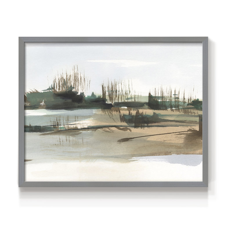 Marsh Reeds IV - Reproduction encadrée - Restickable, Gris, H 22 po x l 28 po