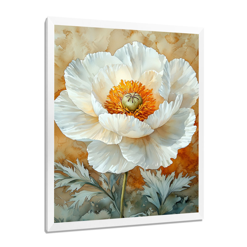 Biddlestone - impressions murales florales, H 32 po x l 24 po, Reproduction encadrée d'une seule photo, Blanc