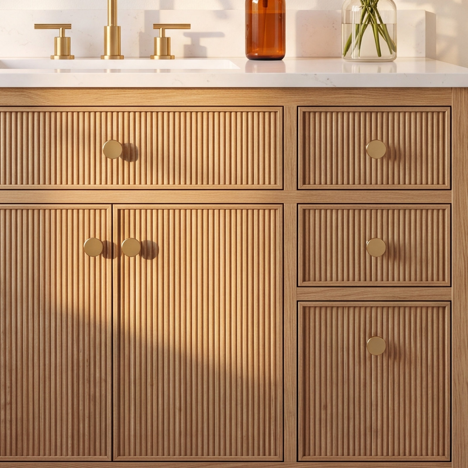Urban Modern Mushroom Cabinet Knob, Satin Brass