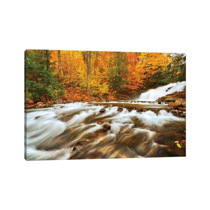 Canada, Ontario, Rosseau. Skeleton River At Hatchery Falls In Autumn by Jaynes Gallery - Wrapped Canvas Print