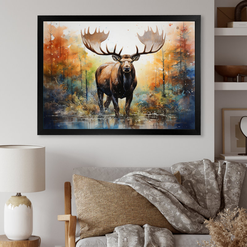 Bernardette Colorful Moose Majestic Pointillism, reproduction d'art sur toile, H 30 po x l 40 po x P 1,5 po