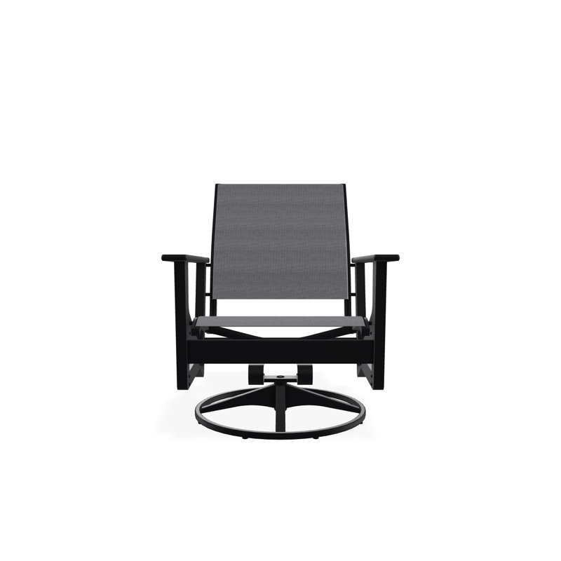 Wexler Swivel Outdoor Lounge Chair, Black, Augustine Shadow
