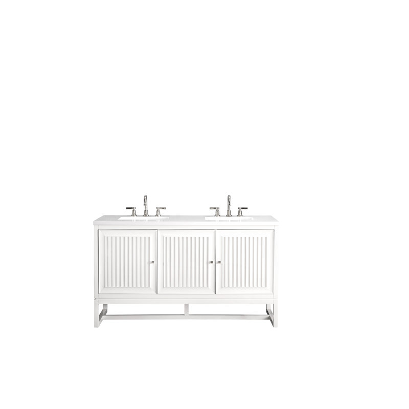 Athens 60'' W  W Double Vanity, Ethereal Noctis, Glossy White, 8" Widespread