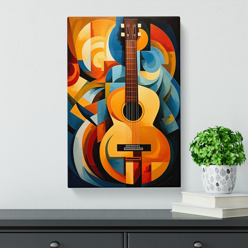Guitar Cubism No.2 - Print on Canvas, 50cm H x 35cm W x 3cm D