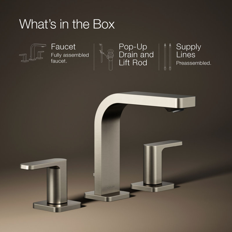 Parallel™Widespread Bathroom Faucet, 3-Hole Two Lever Handle Bathroom Sink Faucet, 1.2 GPM, Vibrant Brushed Nickel, 1.2 GPM