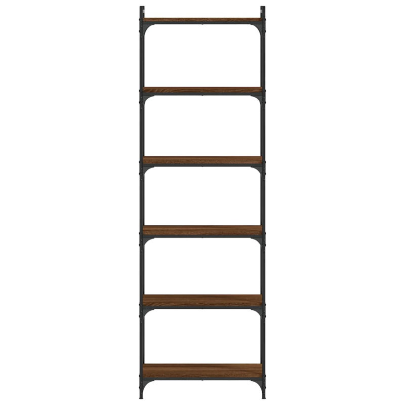Adeife 188cm H x 30cm W Metal Standard Bookcase, 188cm H x 30cm W x 60cm D, Brown Oak