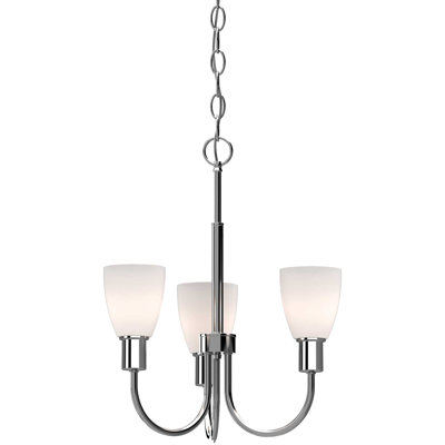 Concord 3-Light Indoor Polished Nickel Classic/Traditional Chandelier with Frosted Glass Bell Shades