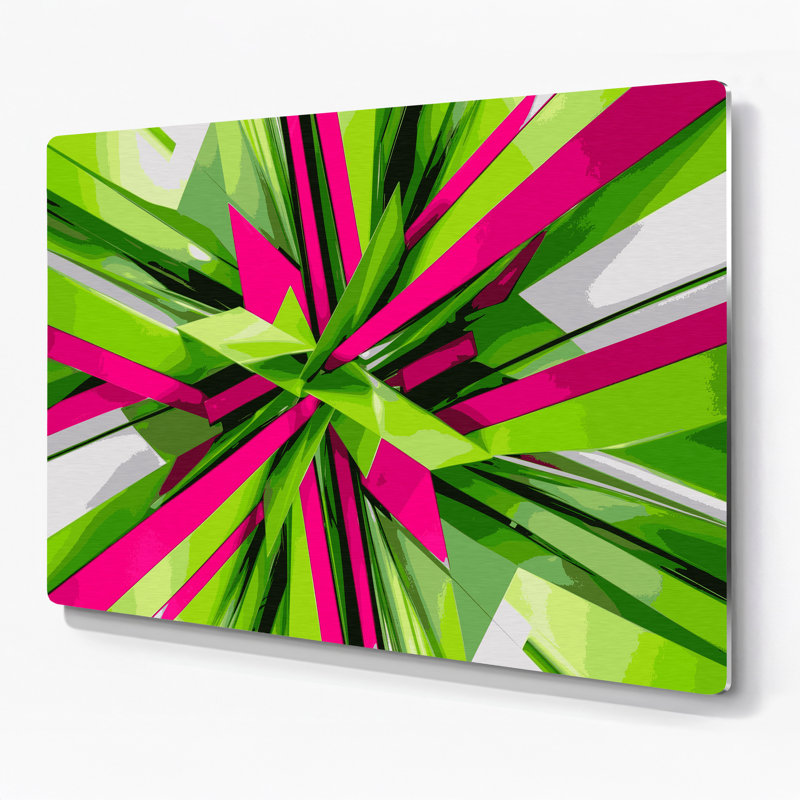 «Geometric Abstraction 45», art mural en métal vert, H 11 po x l 14 po