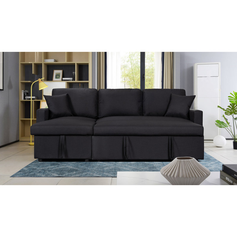 Canapé-lit modulaire réversible en tissu noir avec et