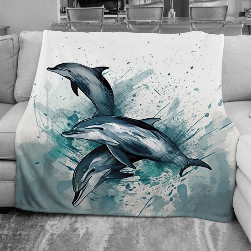 Ocean Dolphin Throw Blanket, Throw